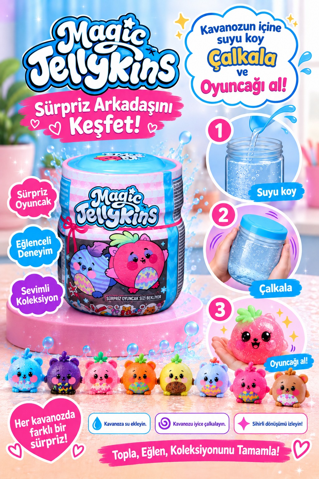 Magic Jellykins Sürpriz Oyuncak Kavanozu – Su ile Açılan Sevimli Koleksiyon Figürü